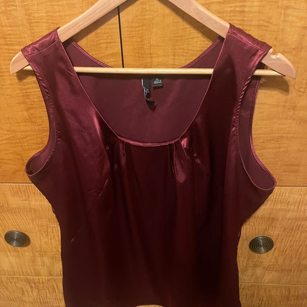 EliteStyle Deep Red Satin Blouse